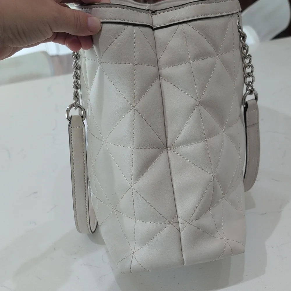Nine West Cream Quilted Tote